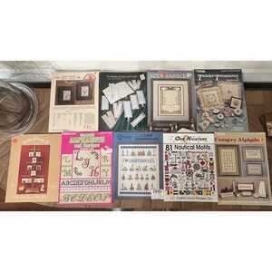 17~ Country Primitive Cross-Stitch Leaflets & Foldouts 1975~2003 ABC’s Nautical